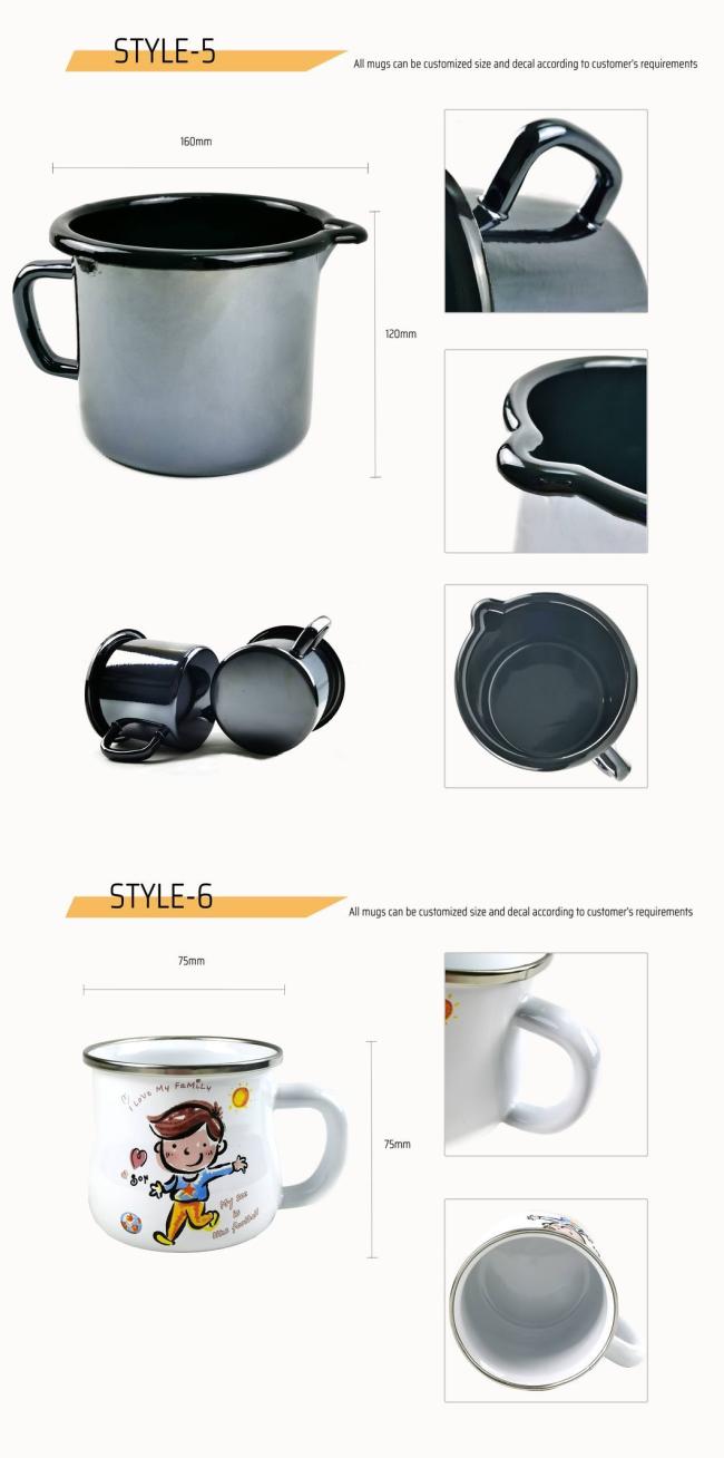 OEM Directly Eco-Friendly Enamel Dinnerware Set Colorful Marble Coating Metal Steel Mug/Bowl/Plate Set