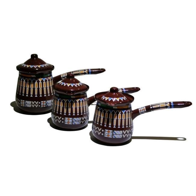 Classic Turkish Coffee Warmer Coffee Pot Enameled Metal Steel Coffee Milk Cooking Pot Warmer with Single Handle
