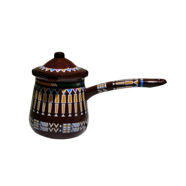 Classic Turkish Coffee Warmer Coffee Pot Enameled Metal Steel Coffee Milk Cooking Pot Warmer with Single Handle