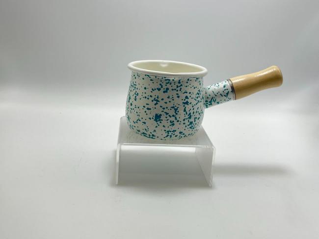 Enamel Cookware Colorful Sprinkle Saucepan Milk Pan Mini Butter Warmer Small Cookware with Wooden Handle