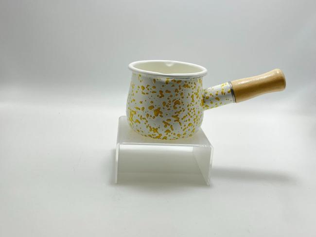 Enamel Cookware Colorful Sprinkle Saucepan Milk Pan Mini Butter Warmer Small Cookware with Wooden Handle