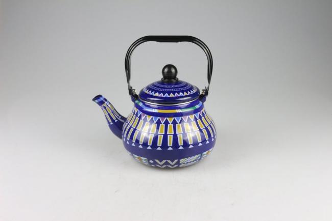 Cheap Bulk Custom Color Logo Printing Carbon Steel Metal Handle Enamel Tea Pot Enamel Kettle
