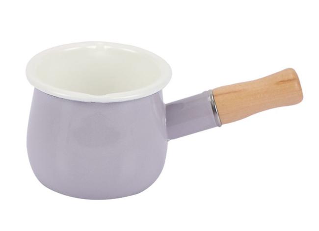 550ml Cookware Speckle Marble Coating Enamel Saucepan with Wood Knob Soup Pot