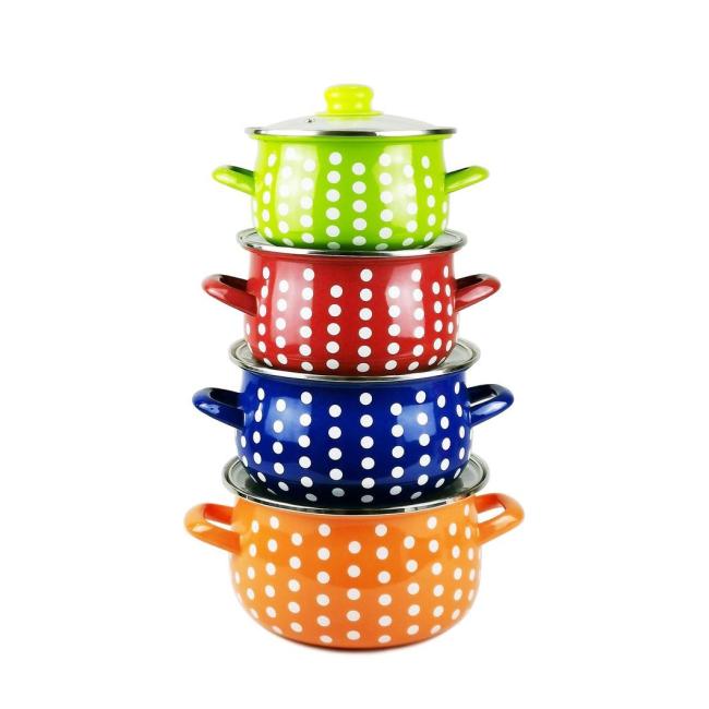 Cookware Manufacture Hot Sale Casserole Kitchen Cooking Set Enamel Coating Soup Pot Food Warmer Pot