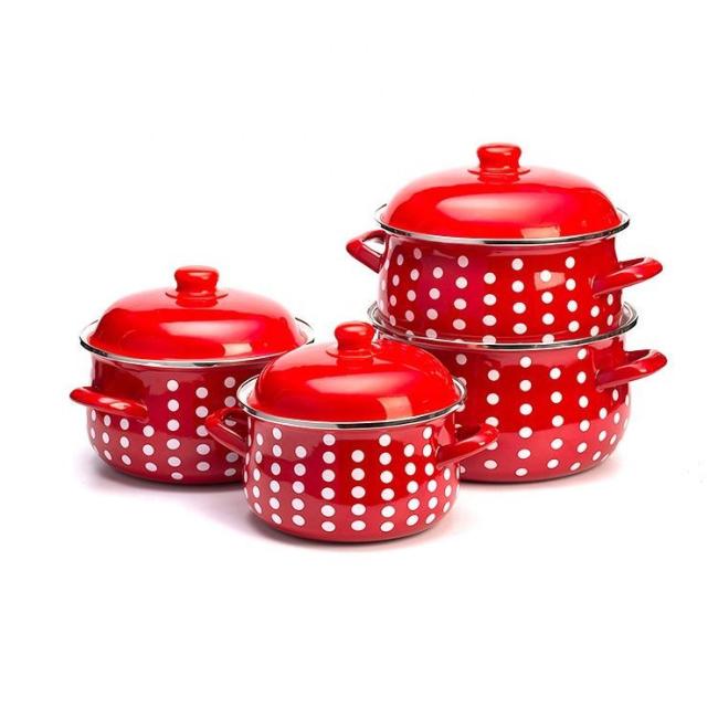 Cookware Manufacture Hot Sale Casserole Kitchen Cooking Set Enamel Coating Soup Pot Food Warmer Pot