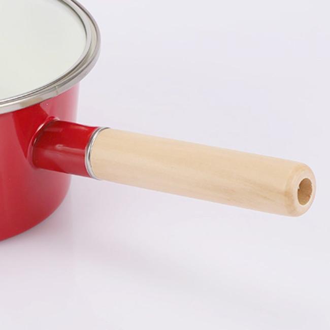 Enamel Saucepan Cooking Pots with Wood Handle