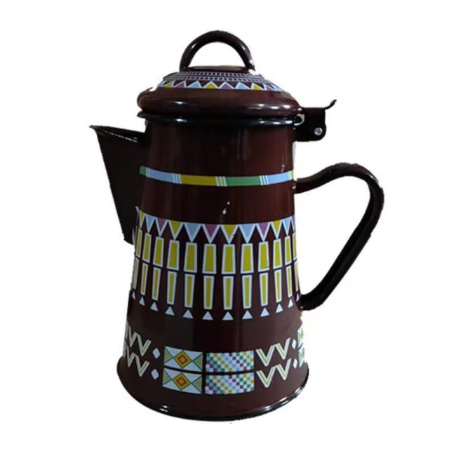 1.2L 1.6L 1.7L 2.1L 2.8L Outdoor Custom Blue Speckled Color Enamel Camping Coffee Pot