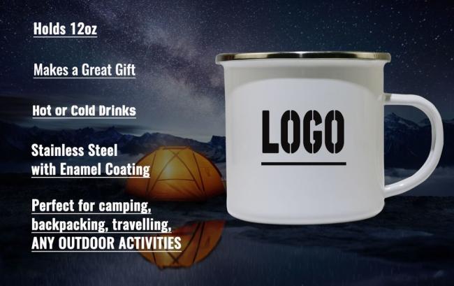Enamel Mug Cup Custom Color Printing Travel Mug Coffee Milk Tea Cup Camping Cups with Handle