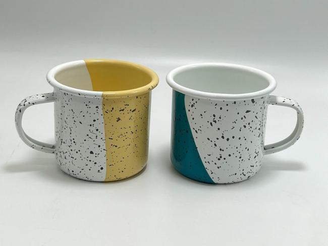 Creative Camping Party Design Enamel Dinnerware Set Enamel Soup Pot Round Plate Mug Bolw Set Metal Steel Mug Cup Bowl Sets
