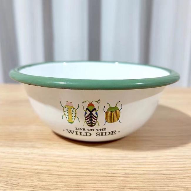 Manufacturer Vintage Retro Enamelware Enamel Cup Mug Camping Plates and Bowls Set for Outdoor Travel Restaurant