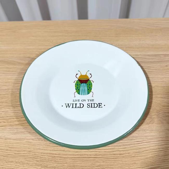 Manufacturer Vintage Retro Enamelware Enamel Cup Mug Camping Plates and Bowls Set for Outdoor Travel Restaurant