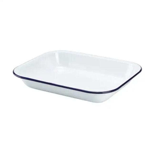 Enamel Rolled Rim Baking Tray Carbon Steel Enamel Tin with Custom Logo