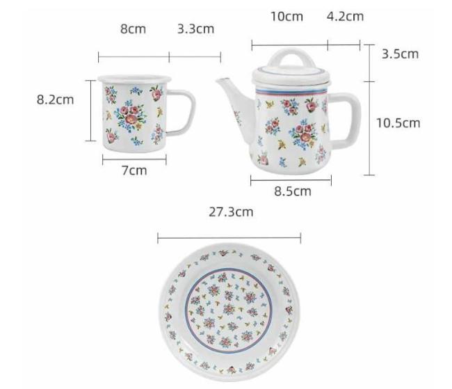 1.2L Carbon Steel Enamel Tea Pot Sets Saudi and Turkish Type Tableware Sets