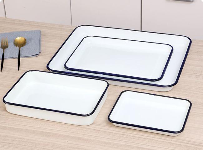 Good Selling Baking Dishes & Pans White Square Enamel Bakeware Baking Pan Non Stick Baking Tray Bakewares