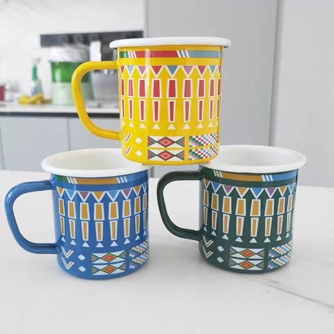 Arabic Style Gift Enamel Teapot Colorful Turkish Tea Set Saucer Plate Sugar Pot Tea Cup Set with Warmer Set
