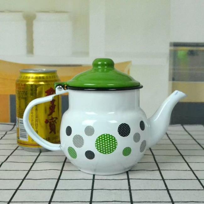 Enamelled Carbon Steel Coffee Pot Teapot Kettle Hotel Household Simple Style Custom Decal Water Tea Coffee Teapot