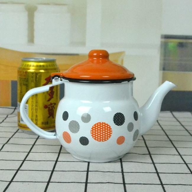 Enamelled Carbon Steel Coffee Pot Teapot Kettle Hotel Household Simple Style Custom Decal Water Tea Coffee Teapot