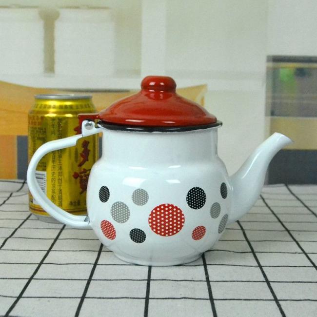Enamelled Carbon Steel Coffee Pot Teapot Kettle Hotel Household Simple Style Custom Decal Water Tea Coffee Teapot