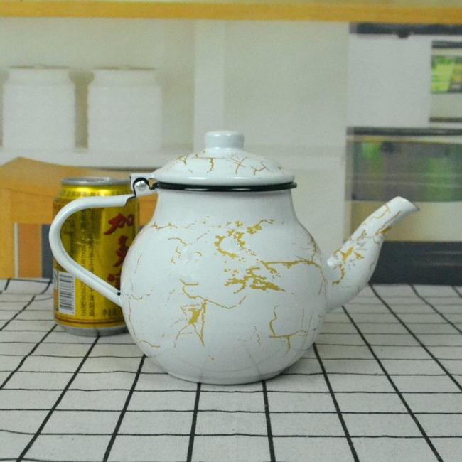 Enamelled Carbon Steel Coffee Pot Teapot Kettle Hotel Household Simple Style Custom Decal Water Tea Coffee Teapot