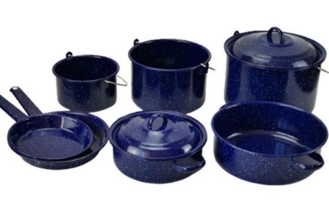 Camping Cookware Sets Enamel Steels Casseroles Pot Pan with Classic Design