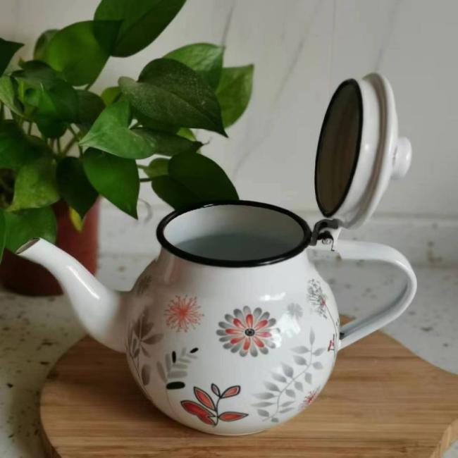 Tea Kettle and Tea Pot Maker Round Shape Enamel Teapot with Lid