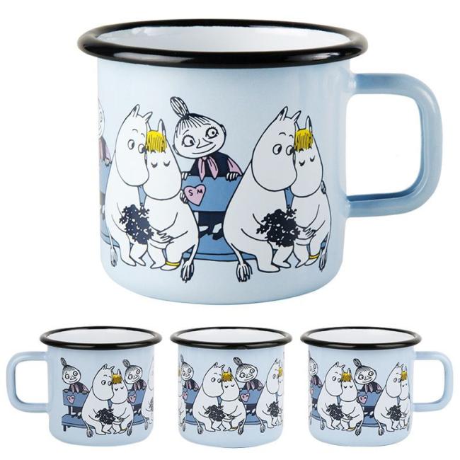 High Quality Nordic Style Thickened Enamel Metal Steel Mug Custom Cartoon Pattern Christmas Gift Mugs
