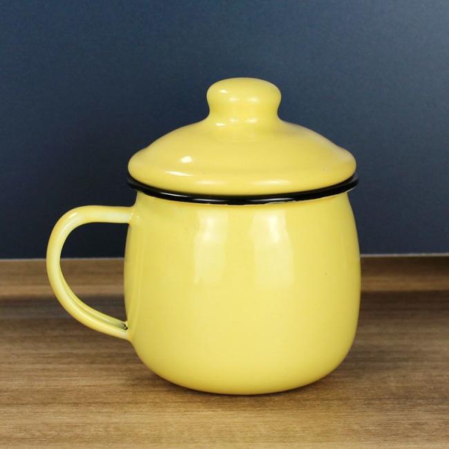 Multi-Capacity Enamelware Lovely Enamel Mug Belly Shape Coffee Milk Mug for Traveling