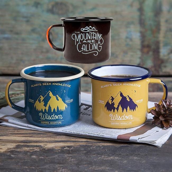 Factory Directly Custom Logo Printing Metal Steel Enamel Coffee Tea Mugs for Camping
