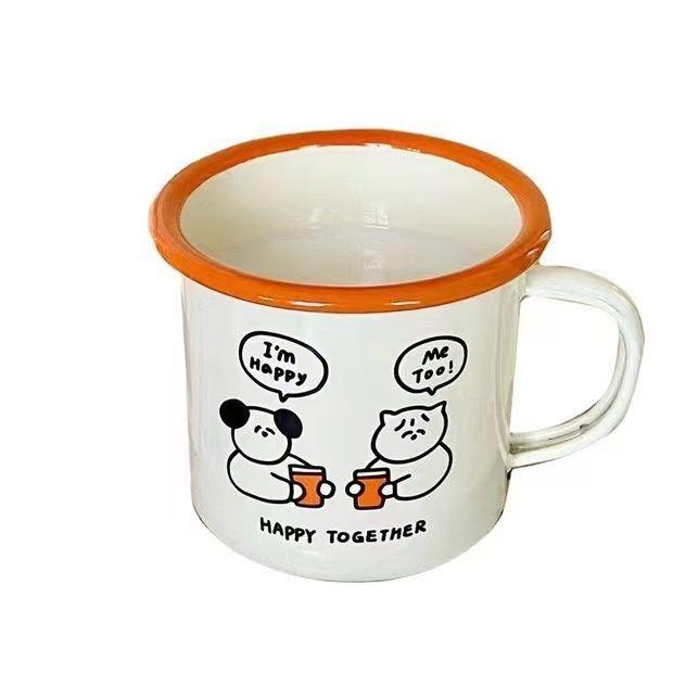 350L Vintage Style Enamel Mug Camp Fire Outgoing Camping Enamel Coffee Tea Mugs with Rolled Edge