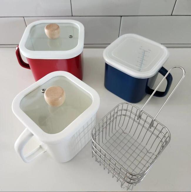 New Design Home Kitchenware Carbon Steel with Speckle Enamelled Instant Noodle Pot Measuring Mark Milk Pot