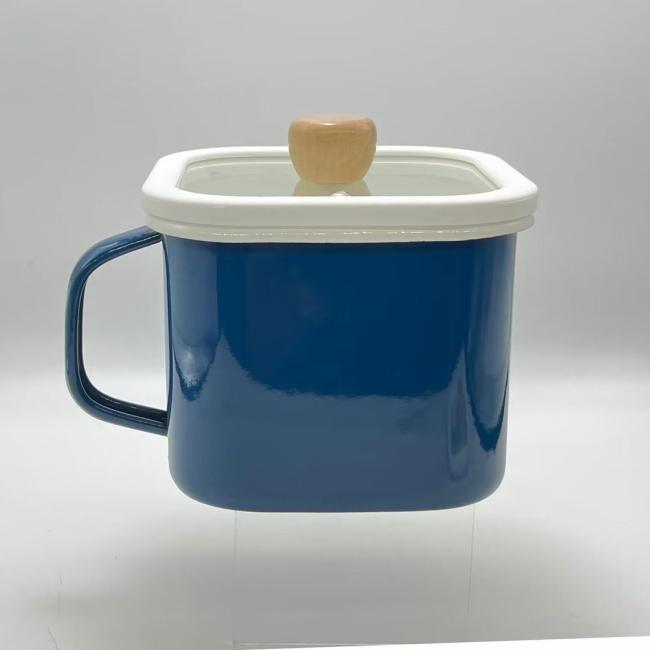New Design Home Kitchenware Carbon Steel with Speckle Enamelled Instant Noodle Pot Measuring Mark Milk Pot