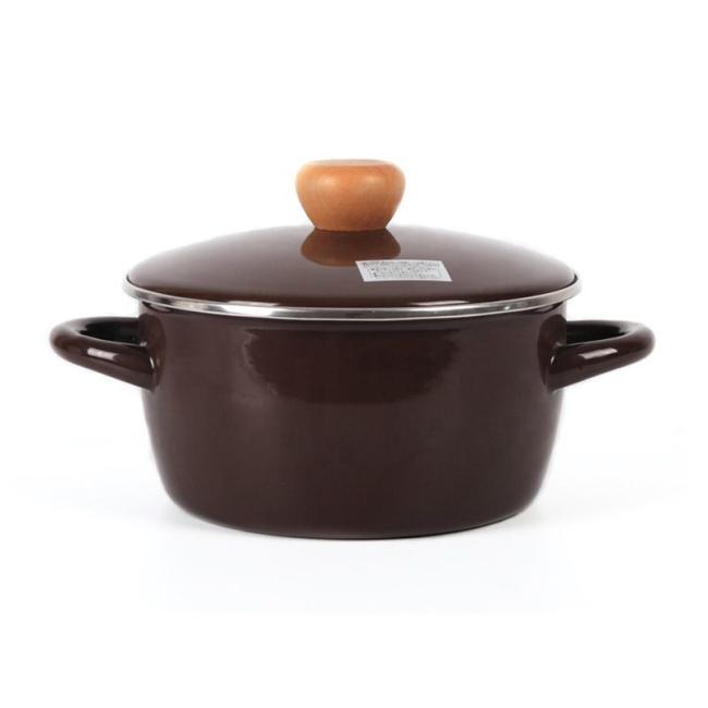 Multi Size 14/16/18/20/22cm Nonstick Enamel Soup Pot with Lid Enamel Cooking Pot Durable Retro Milk Pot