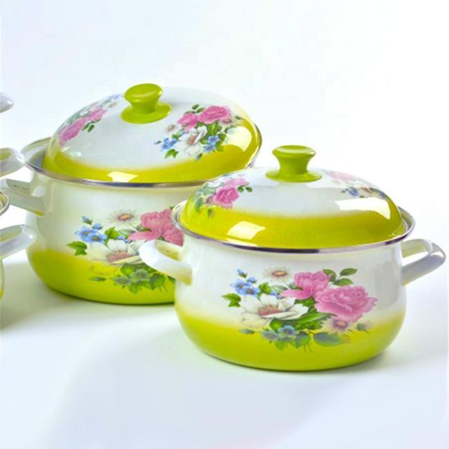 Multi Size 14/16/18/20/22cm Nonstick Enamel Soup Pot with Lid Enamel Cooking Pot Durable Retro Milk Pot