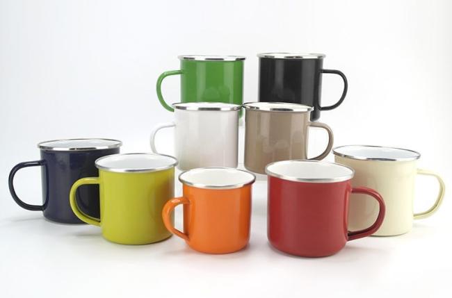 Christmas Gift Custom Decal Rolled Rim Enamel Coffee Mugs Milk Mugs for Camping