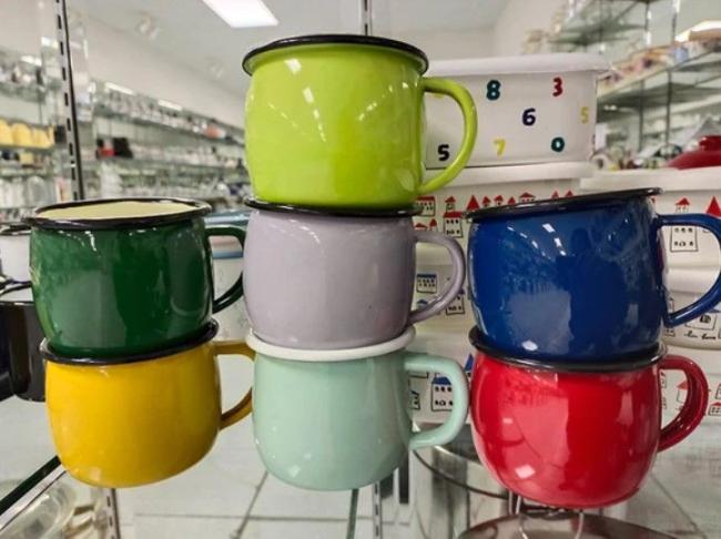 Natural Custom Handmade Enamel Carbon Steel Cup Coffee Mug Tea Drinking Cups with Handle