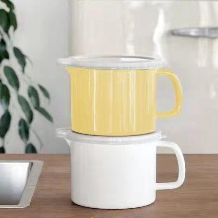 14 15cm Milk Enamel Mug with PE Lids and Decals for Daily Use