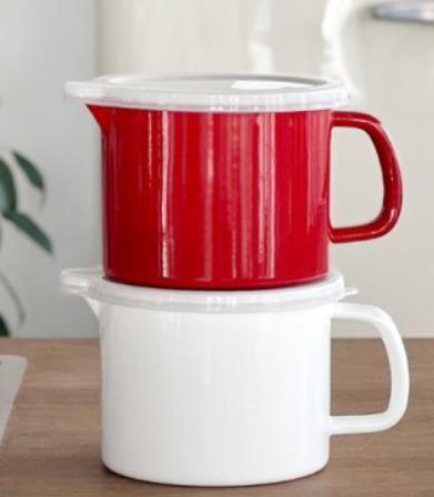 14 15cm Milk Enamel Mug with PE Lids and Decals for Daily Use