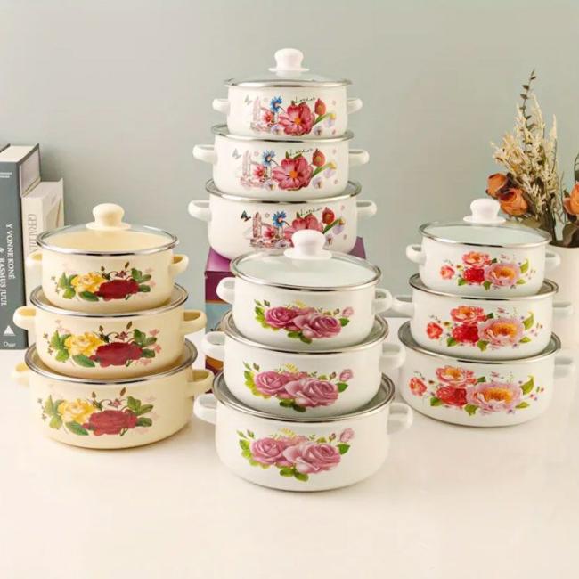 Enamel Casserole Cooking Soup Pots Set