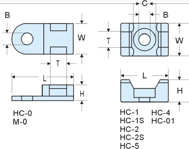 HC/ STM series Nylon saddle type cable tie mount in natural or black color