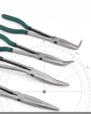 China Bent Head Needle Nose Pliers 4 Needle Set 11 Inch Straight Curved 45 90 Degree for sale