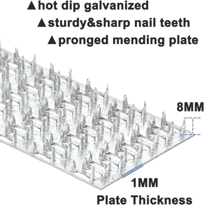 Truss Nail Plate,Truss Plates 4x6 Inch, Pronged Truss Mending Plate with Nail Teeth, Mending Plates for Wood Roofing