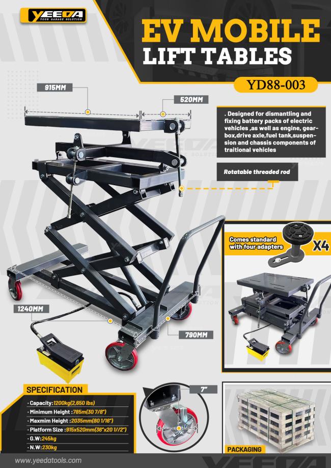 YD88-003 EV & Traditional Vehicle Repair Mobile Lift Table