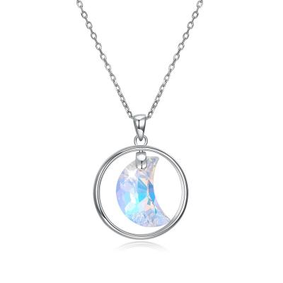 Chine Collier de chaîne de clavicule de lune d'ODM 3.3g 2.8cm Sterling Silver Jewelry Necklaces à vendre