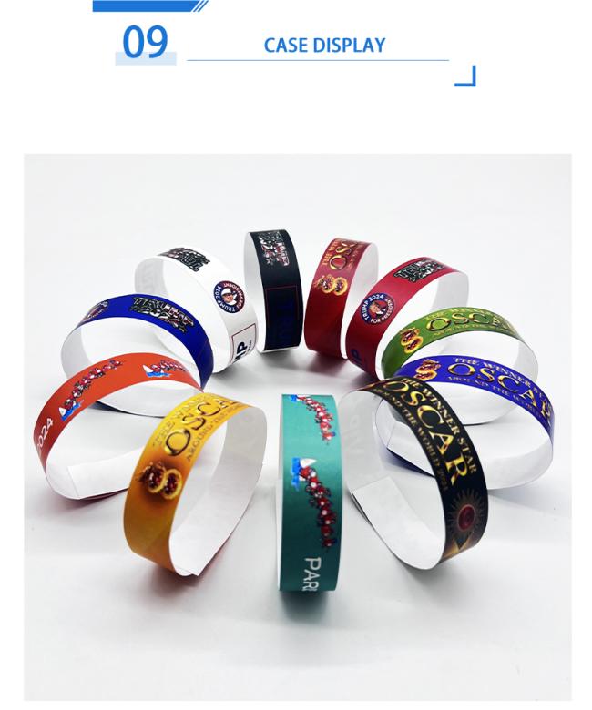 Tyvek Wristband Printed Paper Item Tear Resistant Disposable Hot Sell Events and Party Christmas Party Favor OEM Logo Acceptable
