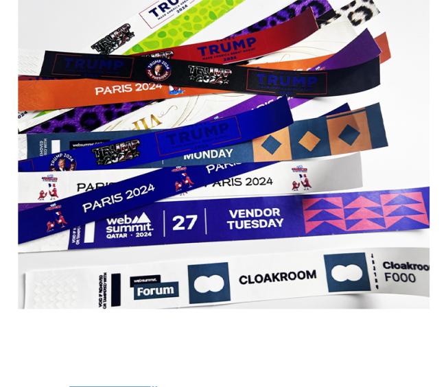 Tyvek Wristband Printed Paper Item Tear Resistant Disposable Hot Sell Events and Party Christmas Party Favor OEM Logo Acceptable