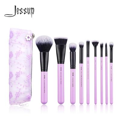 China 9pcs Pansy Purple Jessup Makeup Brushes Set With Aluminium Ferrule for sale