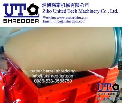 China heavy duty paper barrel size reduction equipment, large paper package crusher, dual shaft shredder, 2 shaft shredder for sale