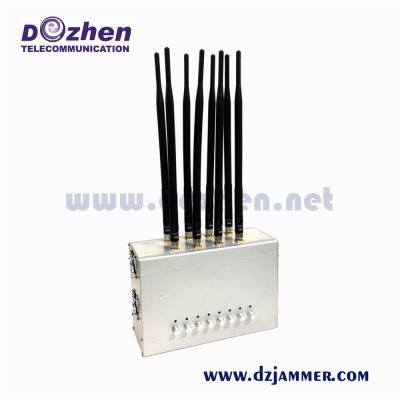 China 8 Bands GSM PCS DCS CDMA 3G 4G 5G All Cell phone Signal Jammer With Built In Battery for sale