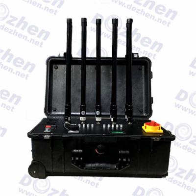 China Waterproof Enclosure Drone Signal Jammer 300W 6 Bands High Power FCC Approval for sale