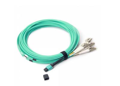China 8 Core MTP-LC OM3 10G  50/125 Ruggedized Distribution Fiber Optic Patch Cord LSZH Jacket Round Cable for sale